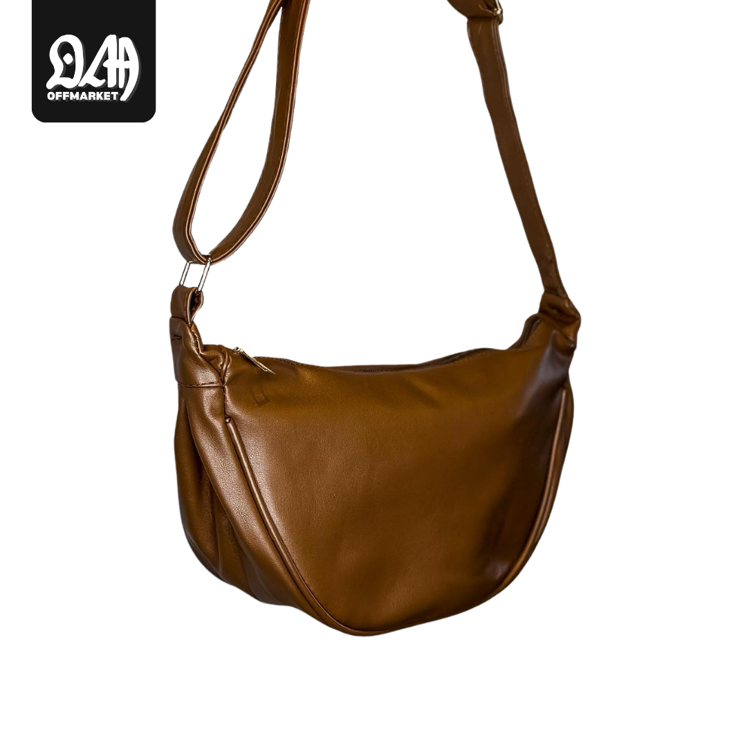 Faux Leather Round Sling Bag