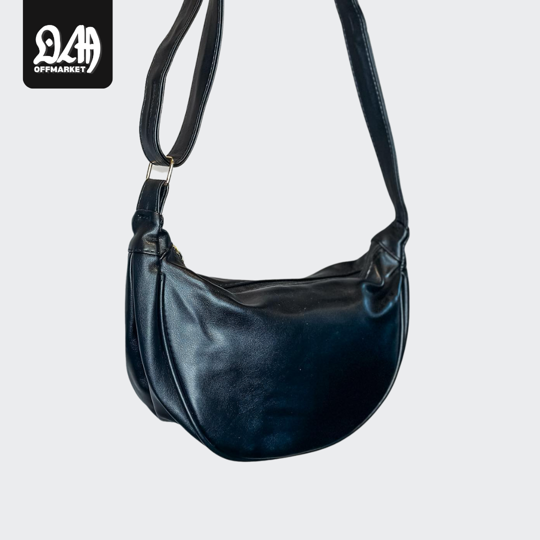 Faux Leather Round Sling Bag